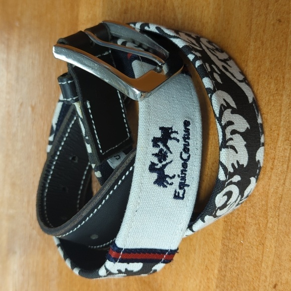 Equine Couture Black Leather and Canvas Belt Women's S - Picture 8 of 8